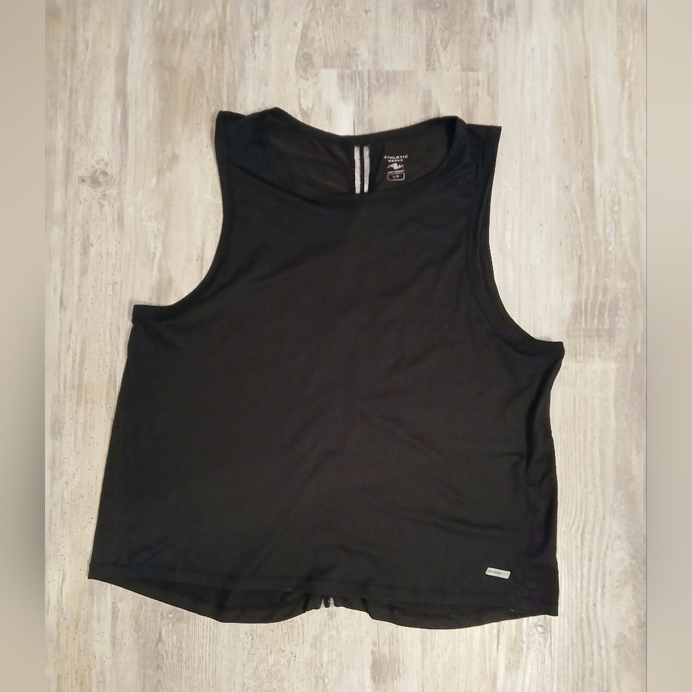 Athletic Works women's Lg black workout sleeveless top jersey cut out back
